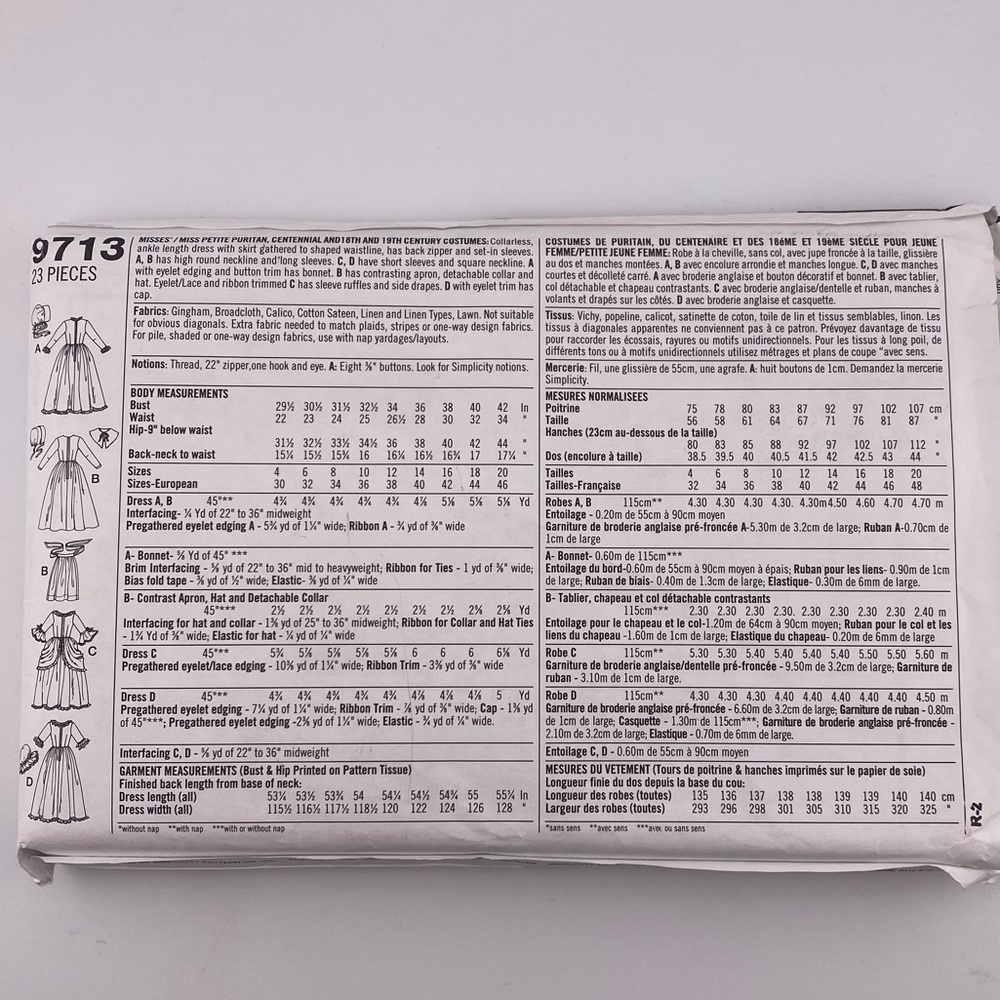 🪡 Simplicity Victorian Puritan Dress, 18th Century Dress Costume Sewing Pattern - Picture 2 of 6